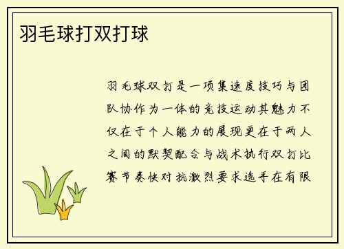羽毛球打双打球